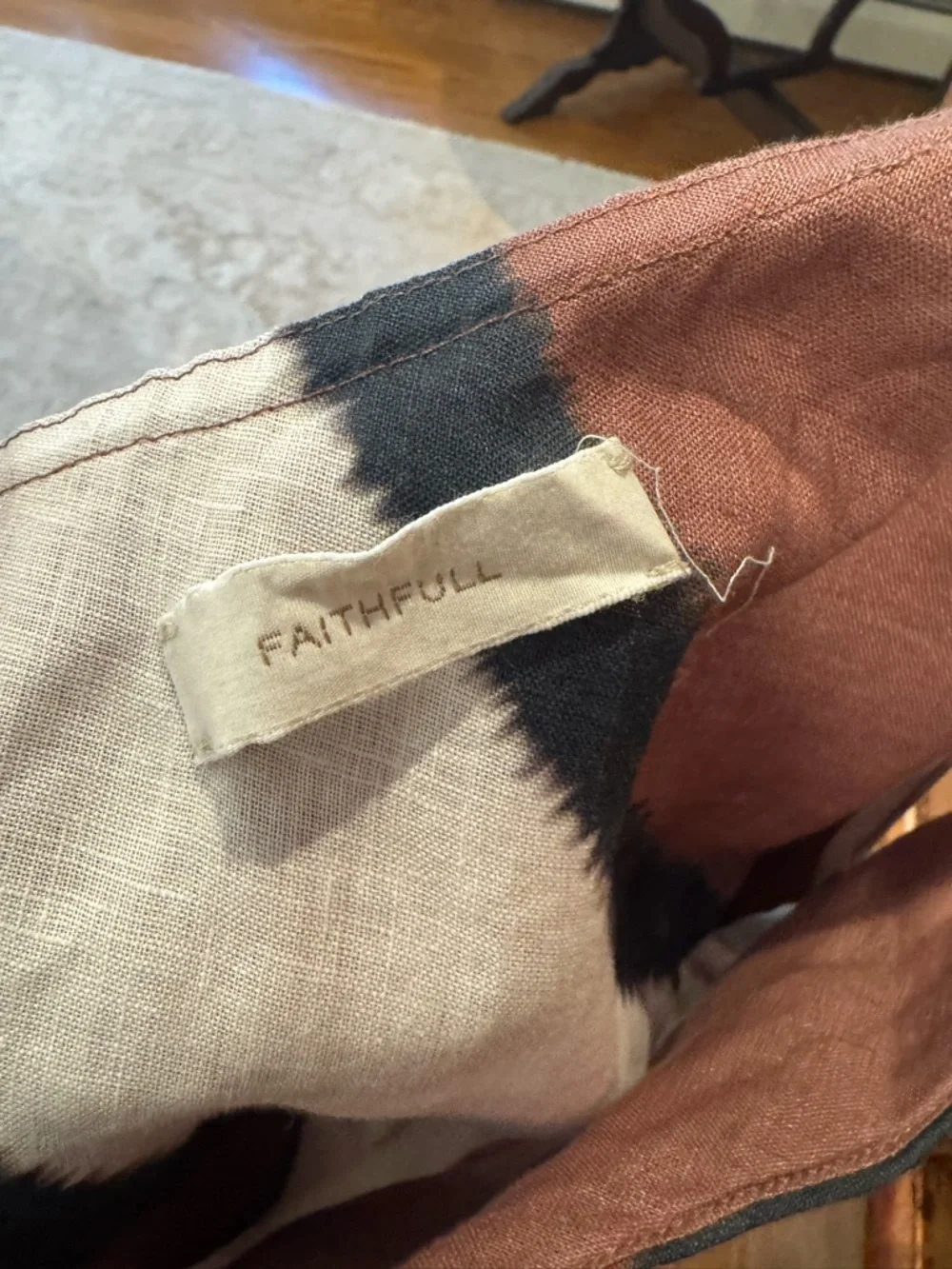 Faithfull the Brand Brown, Black & Cream One-Shoulder Mini Dress - Picture 3 of 3